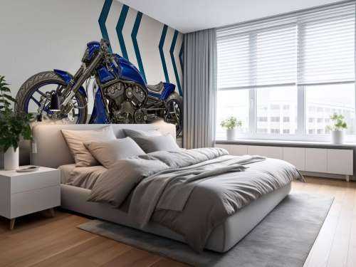 Une moto bleue