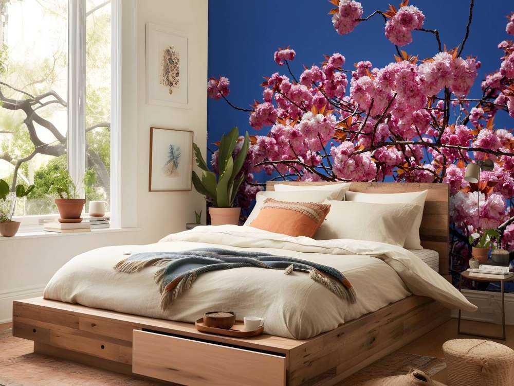 Fleur rose avec ciel bleu