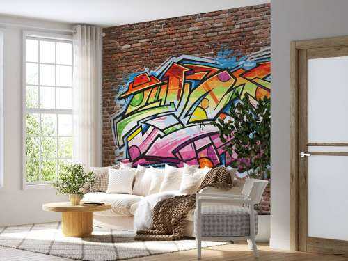 Graffiti sur brique rouge