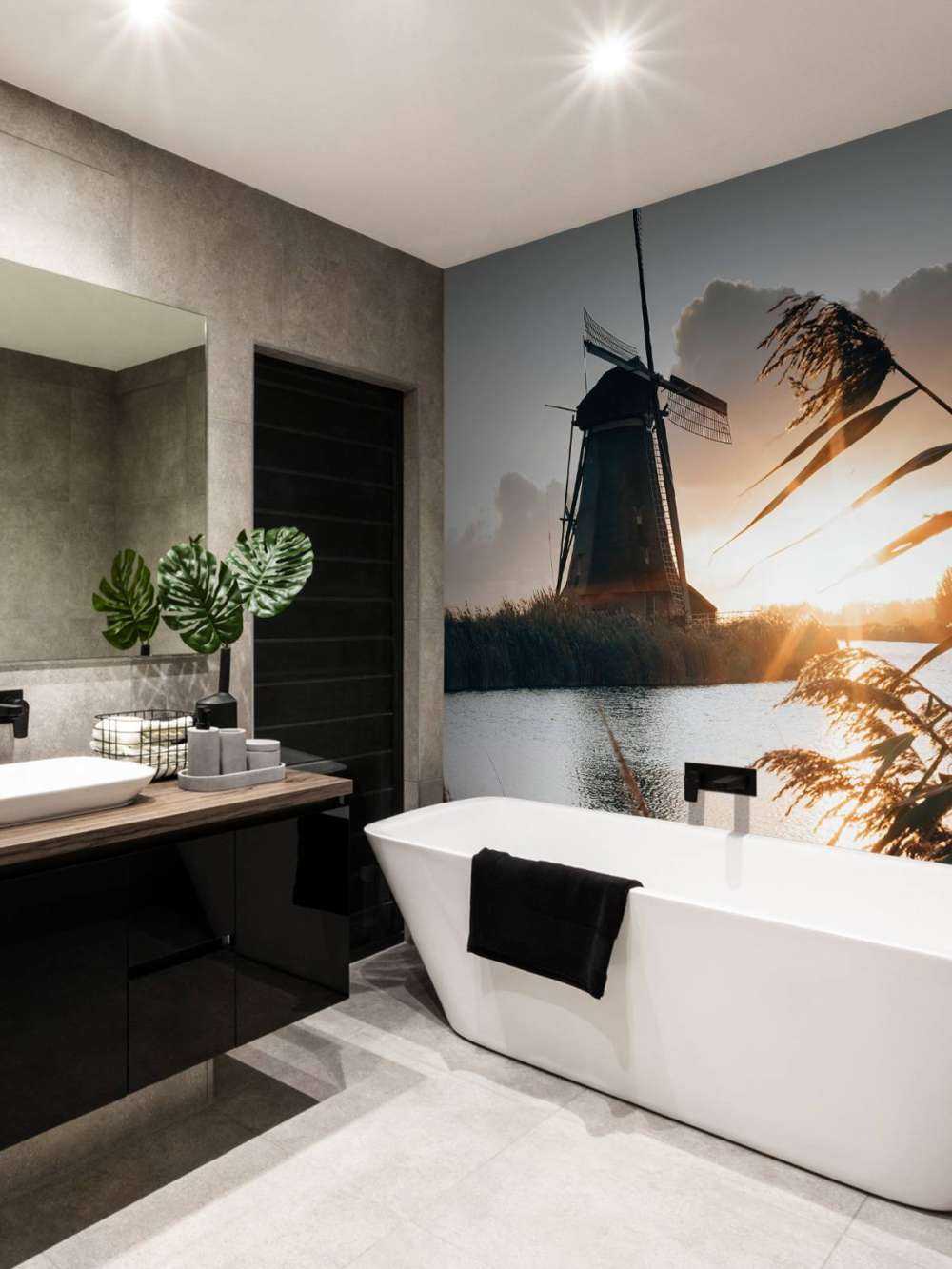 Moulin à vent au lever du soleil