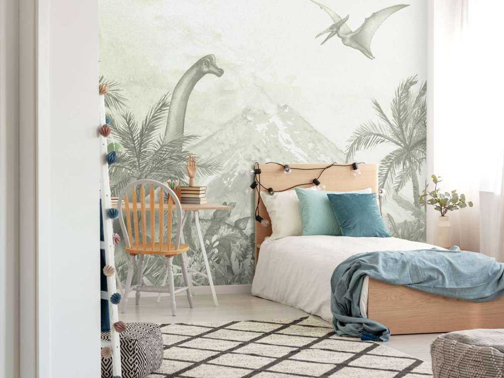 Différents dinosaures en vert d'eau