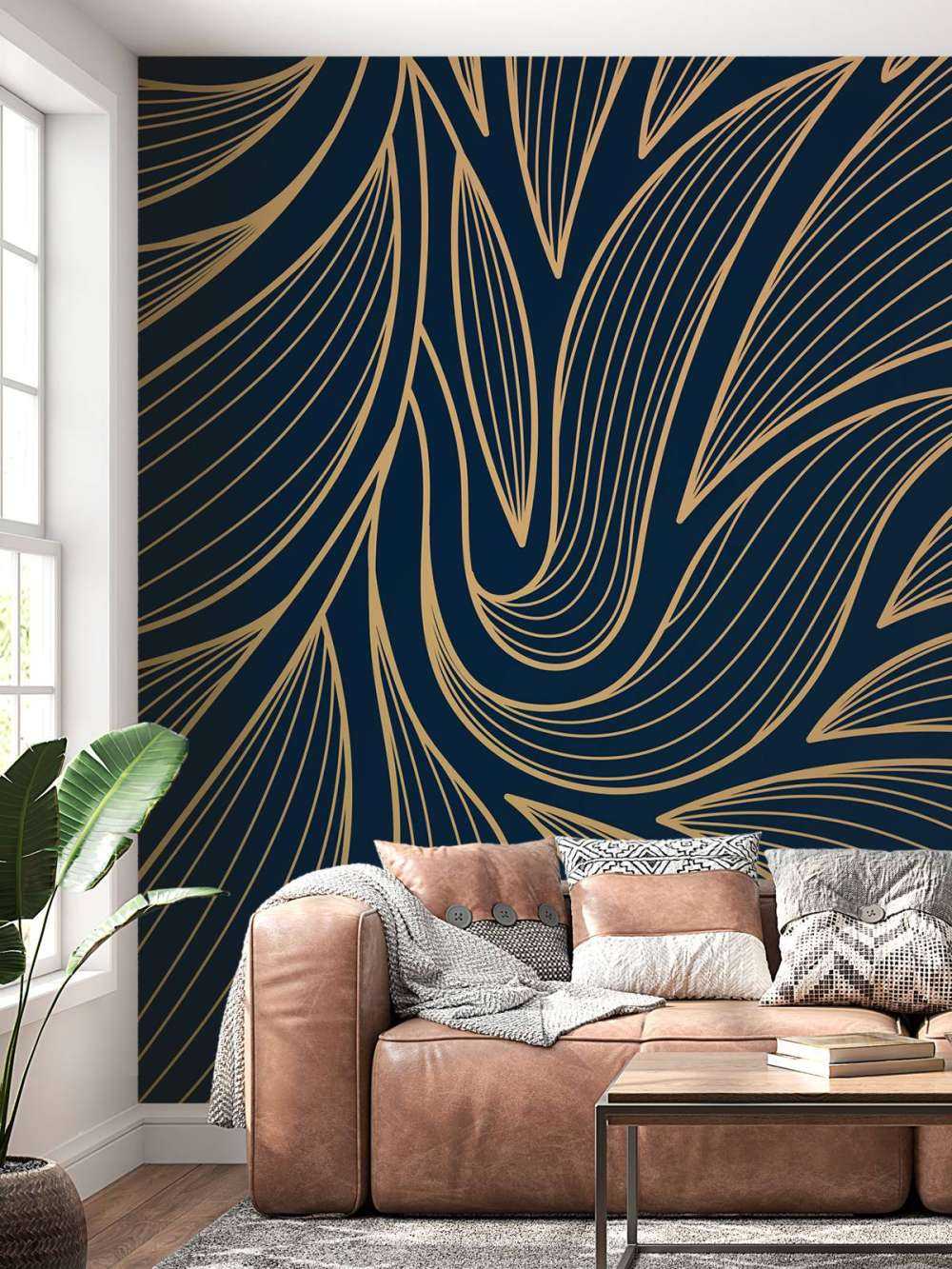 Fleurs art déco bleues