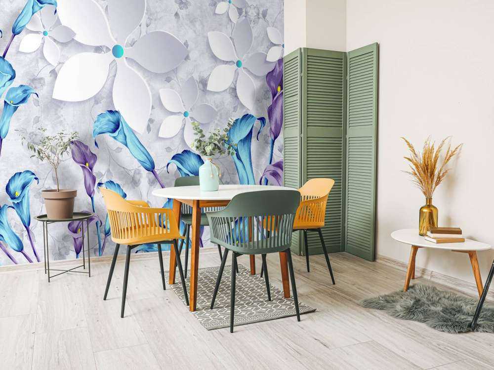 Fleurs bleues et blanches