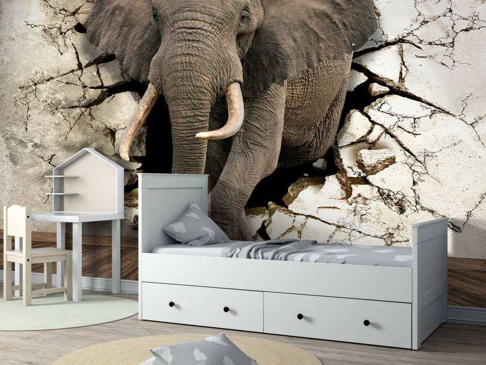 Grand éléphant hors du mur