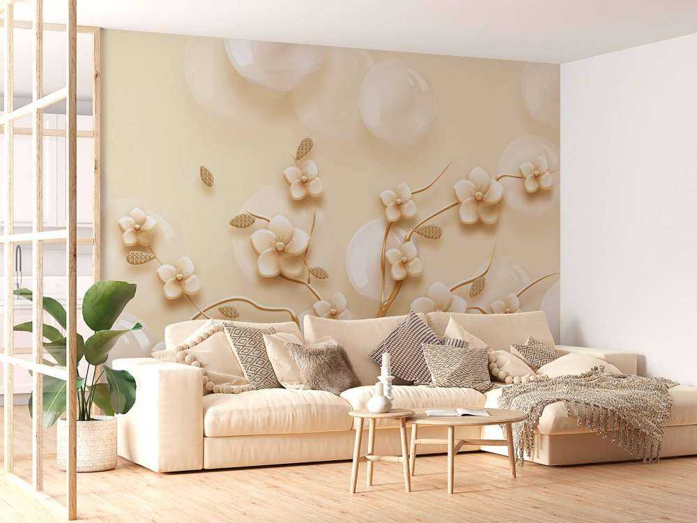 Branche dorée avec des fleurs