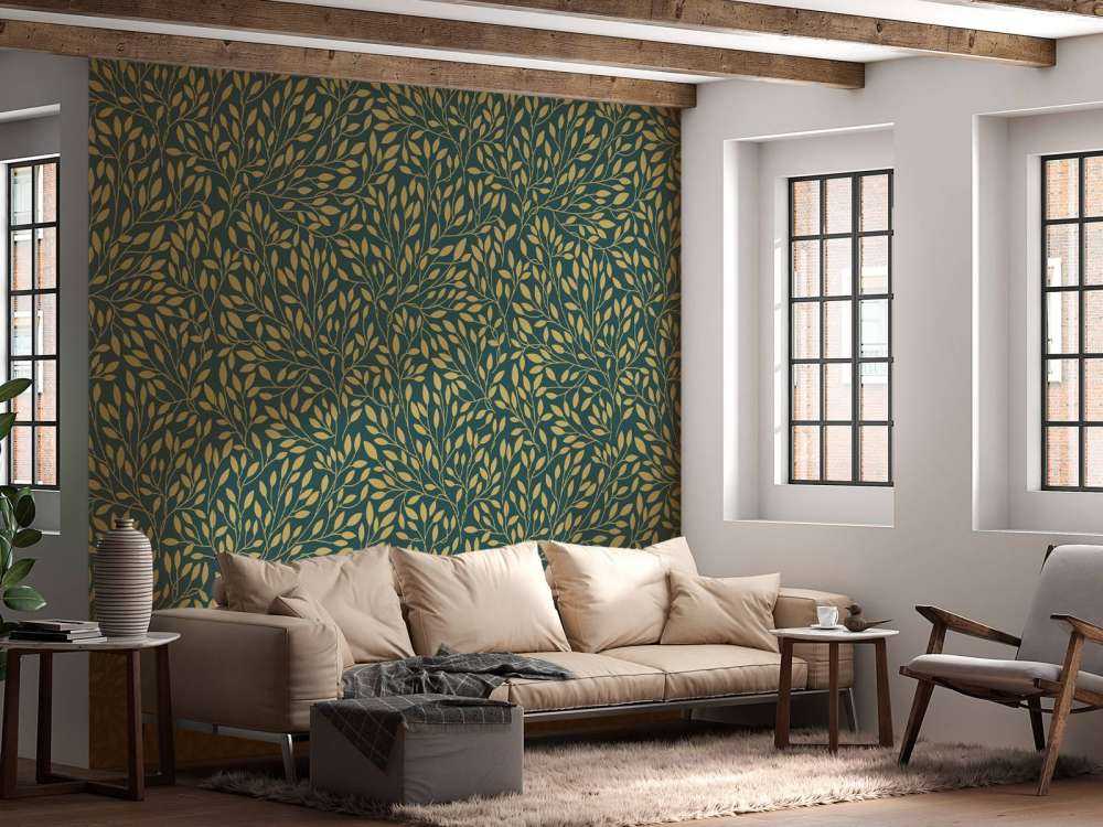 Motif floral de luxe or jaune