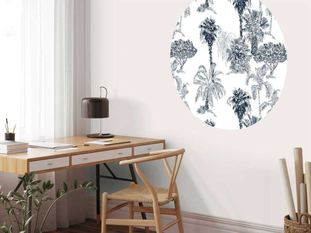 Palmiers et arbres tropicaux bleu canard