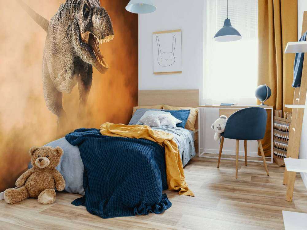 Tyrannosaure marchant dans la fumée