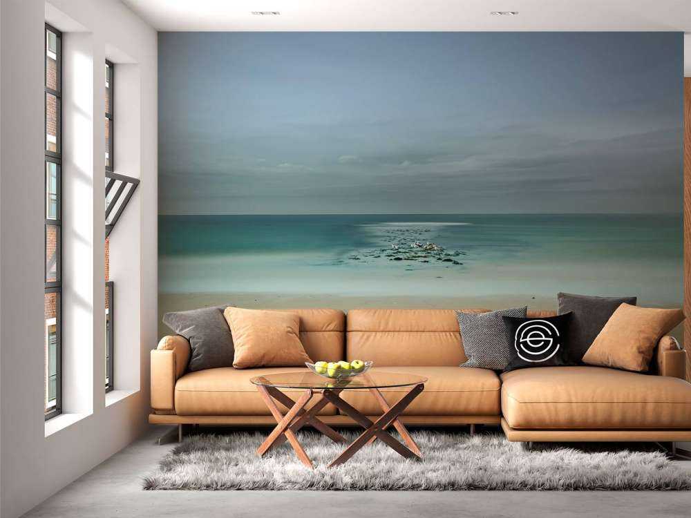 Mer calme avec mouettes