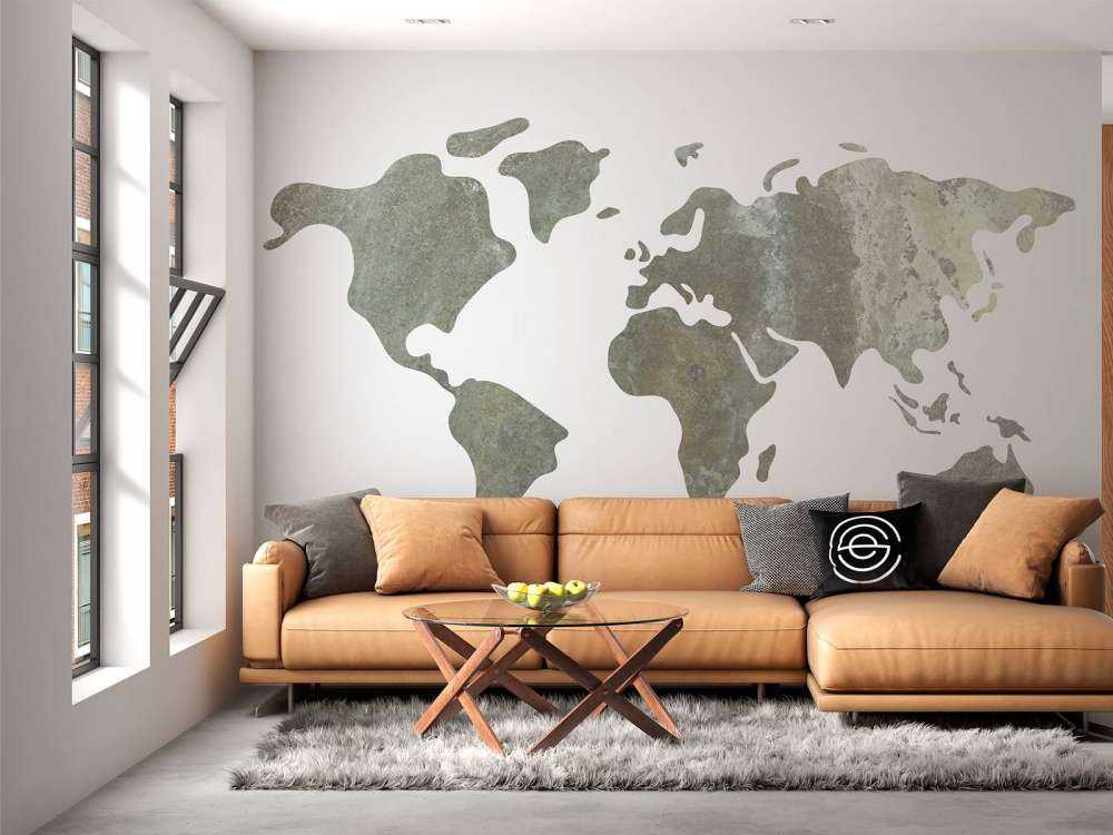 Carte du monde verte avec structure métallique