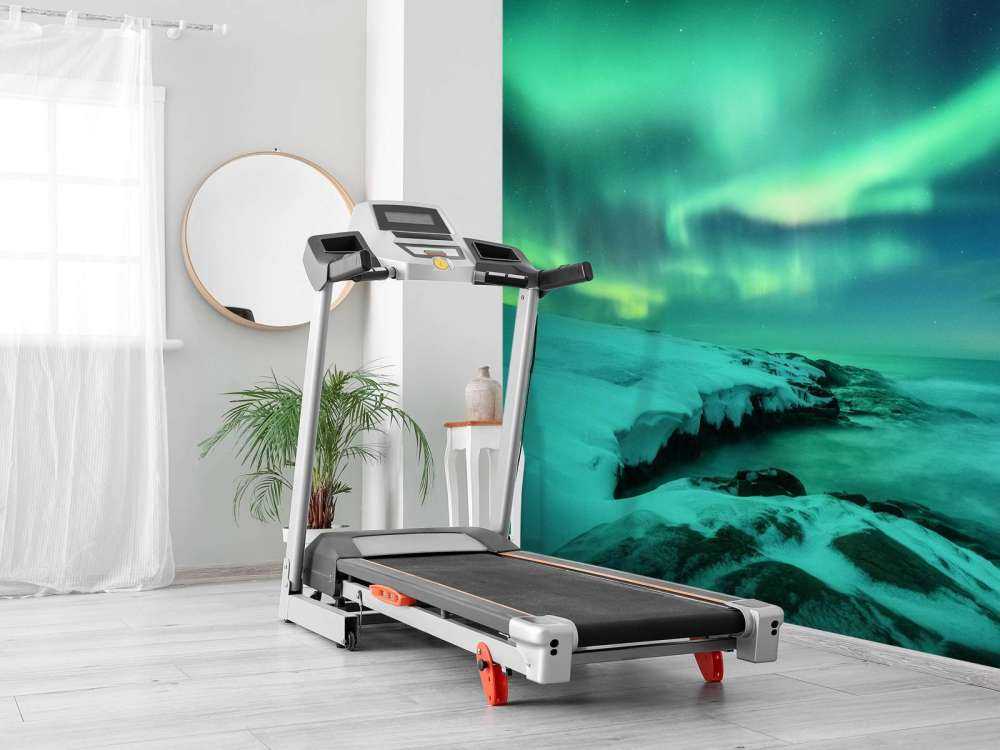 Des aurores boréales vertes au-dessus des rochers enneigés