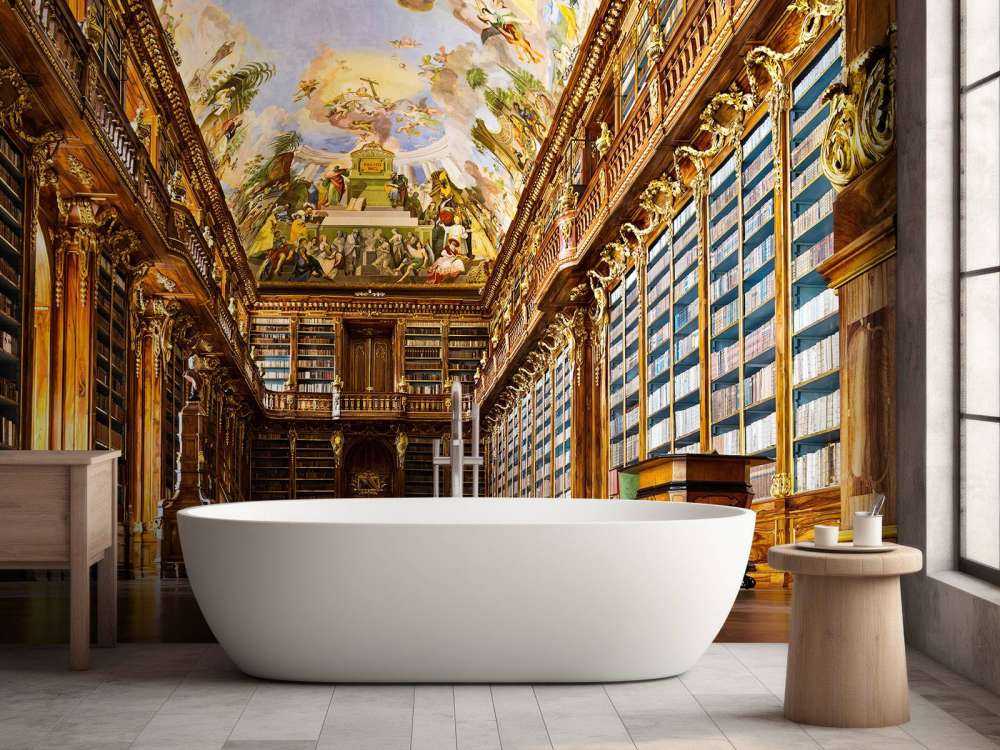 Bibliothèque historique en bois chaud