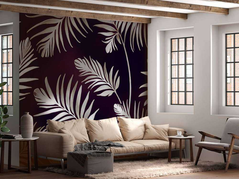 Feuilles dorées sur bleu acier foncé