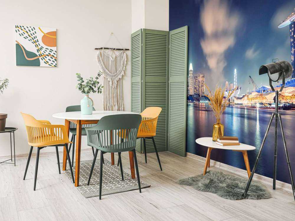 ligne d'horizon du front de mer avec des lumières futuristes