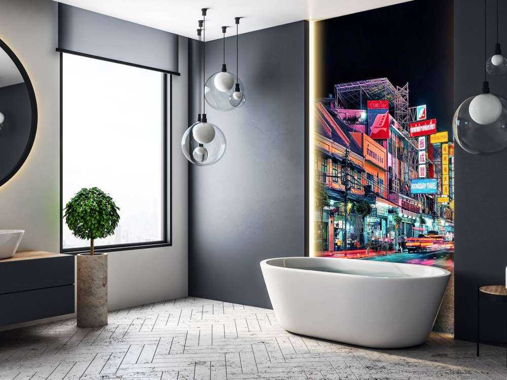 La vie nocturne dans le Chinatown néon.