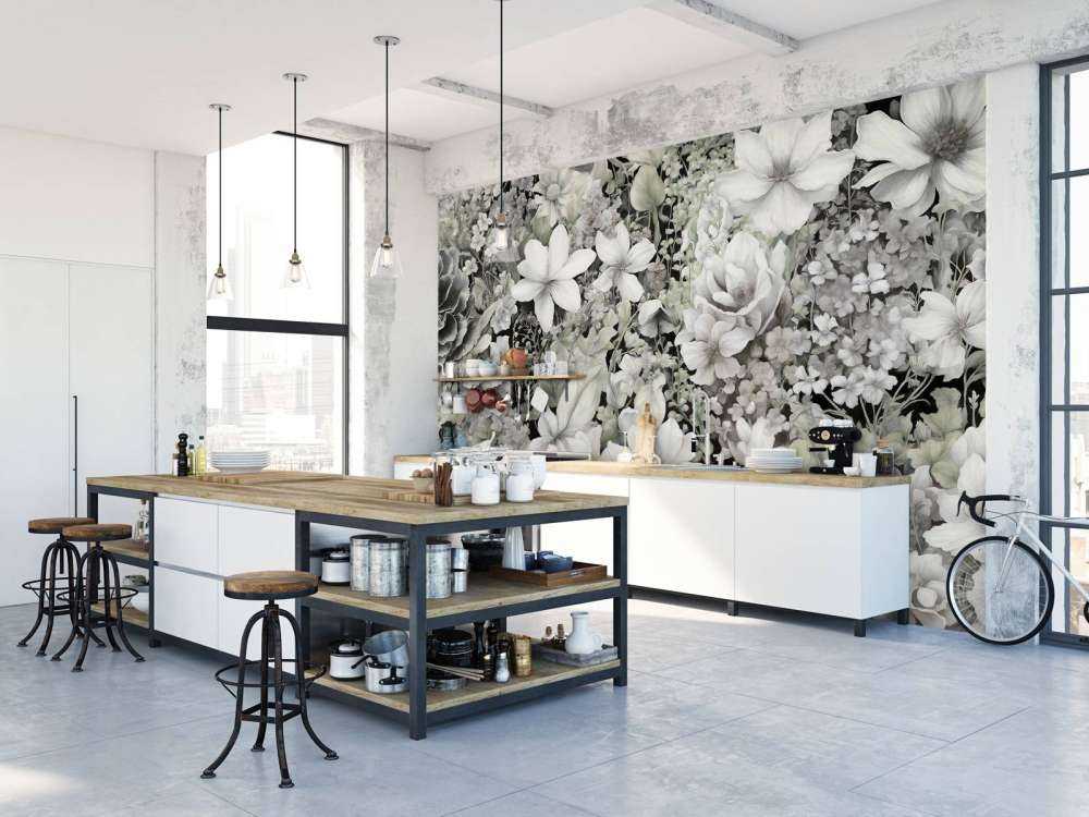 Festival des fleurs sans couture - marron clair