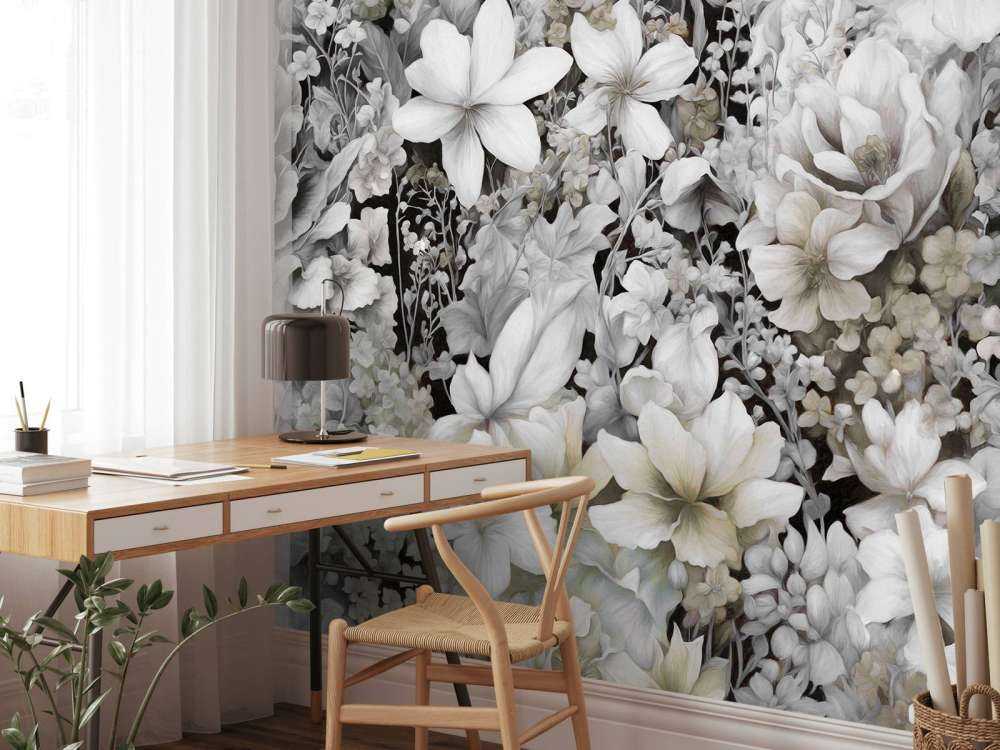 Festival de fleurs sans couture - gris