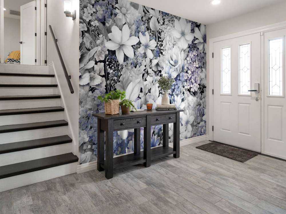 Festival des fleurs sans couture - bleu foncé