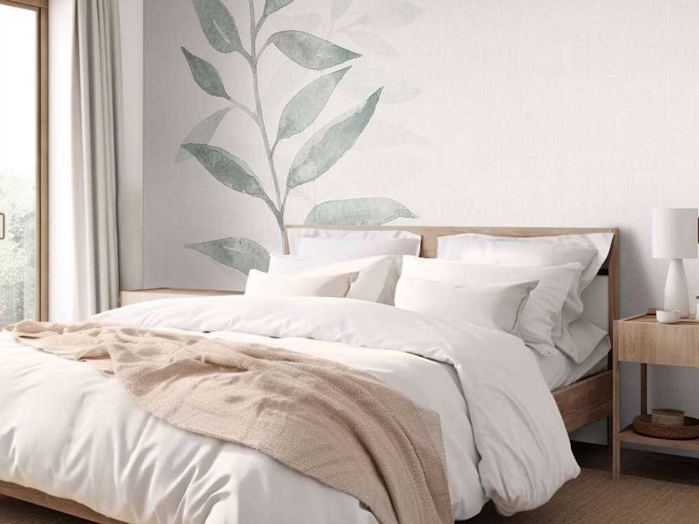 Branche minimaliste en aquarelle gris-vert