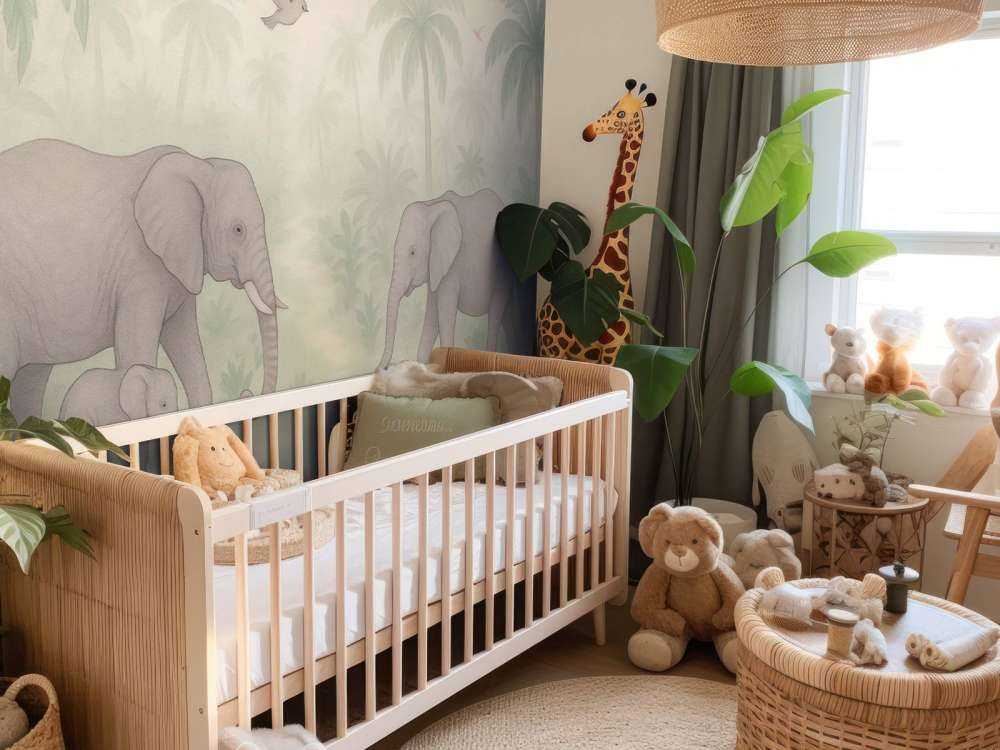 Promenade d'éléphants parmi les fleurs tropicales