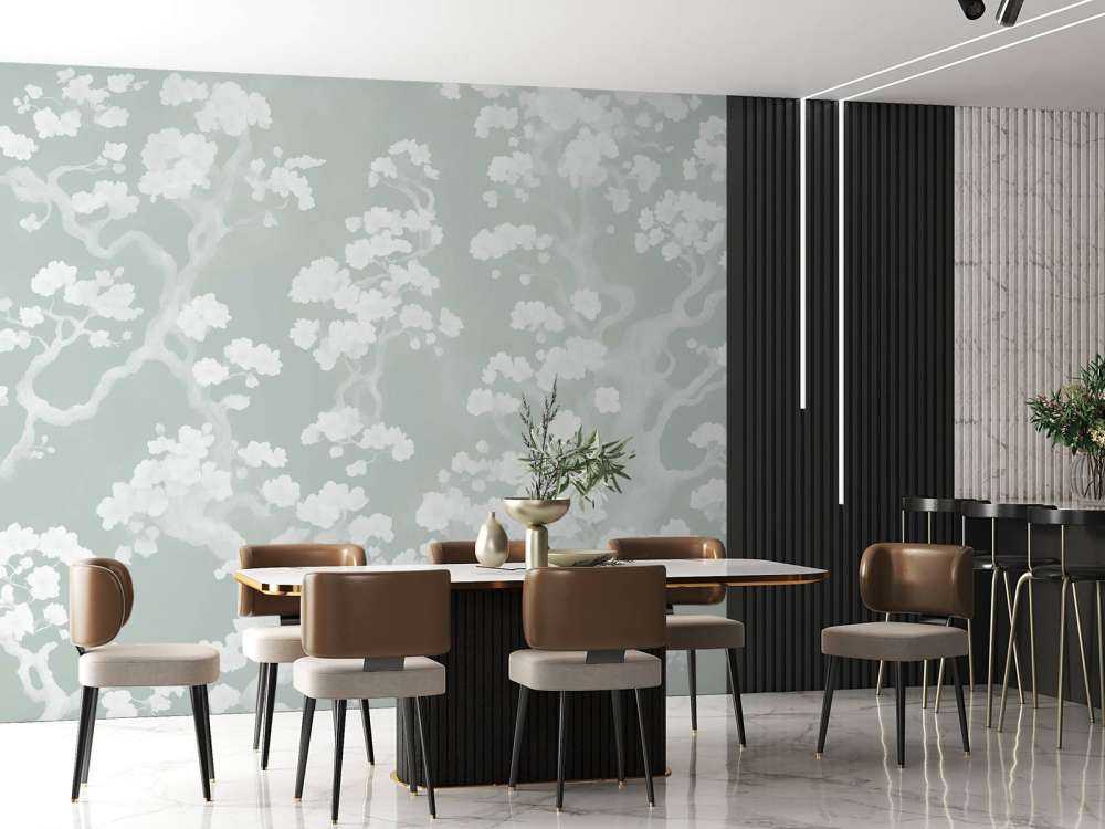 Forêt merveilleusement fleurie - vert menthe