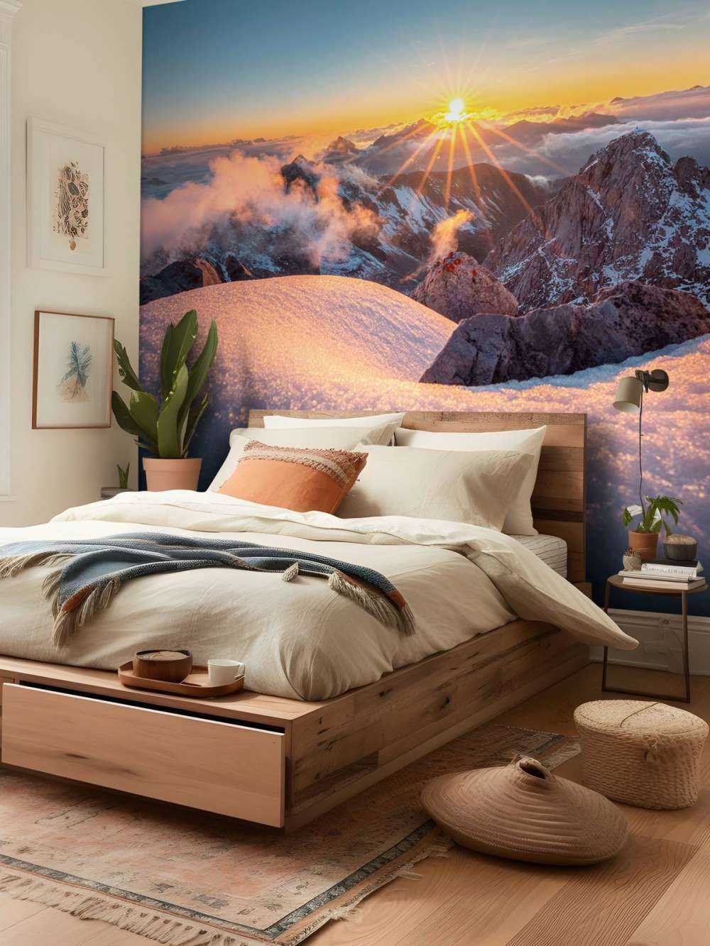 Soleil d'or sur les sommets des montagnes