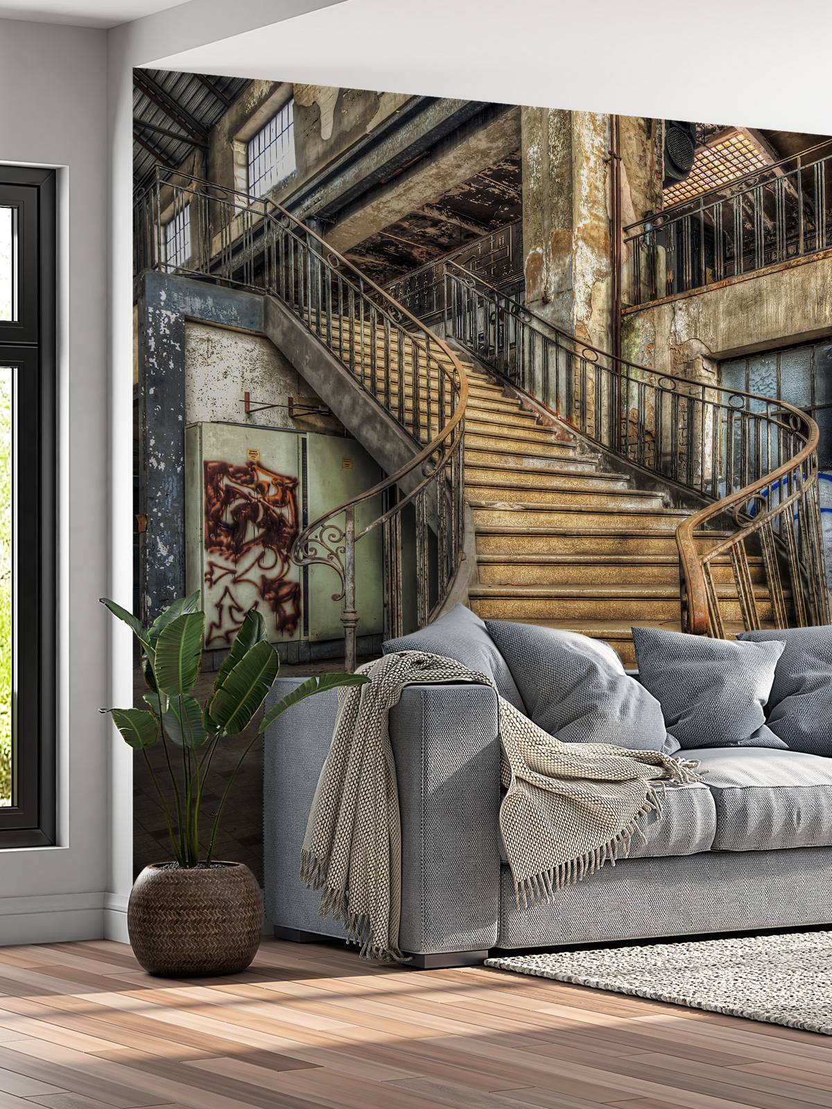 Papier Peint Adhésif Vinyle Effet Métal Creux 3D – Déco Murale Style Industriel Pour Escaliers Et Intérieur