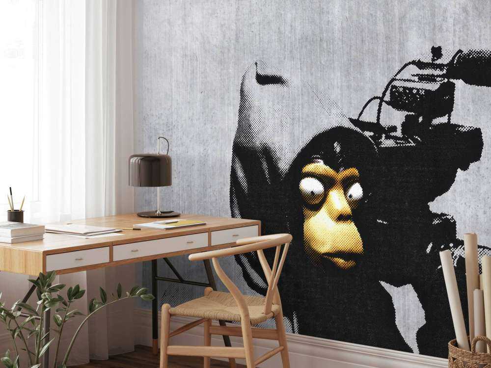 Banksy - ETTGS monkey, grey concrete