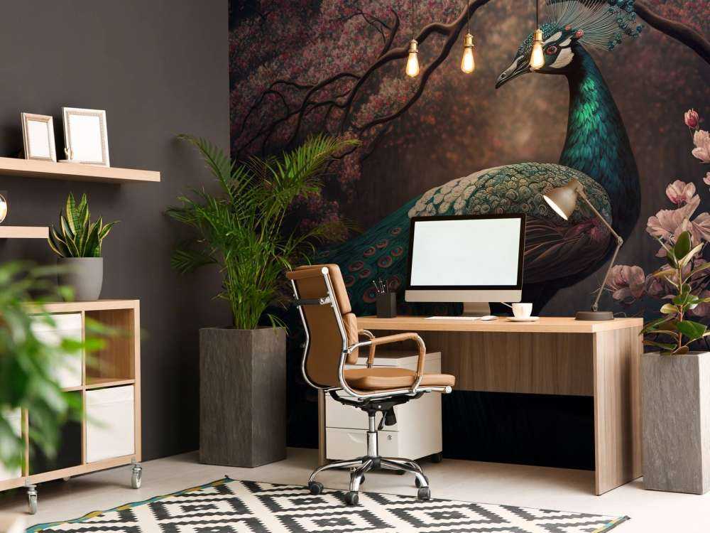 Paon dans la Splendeur des Fleurs