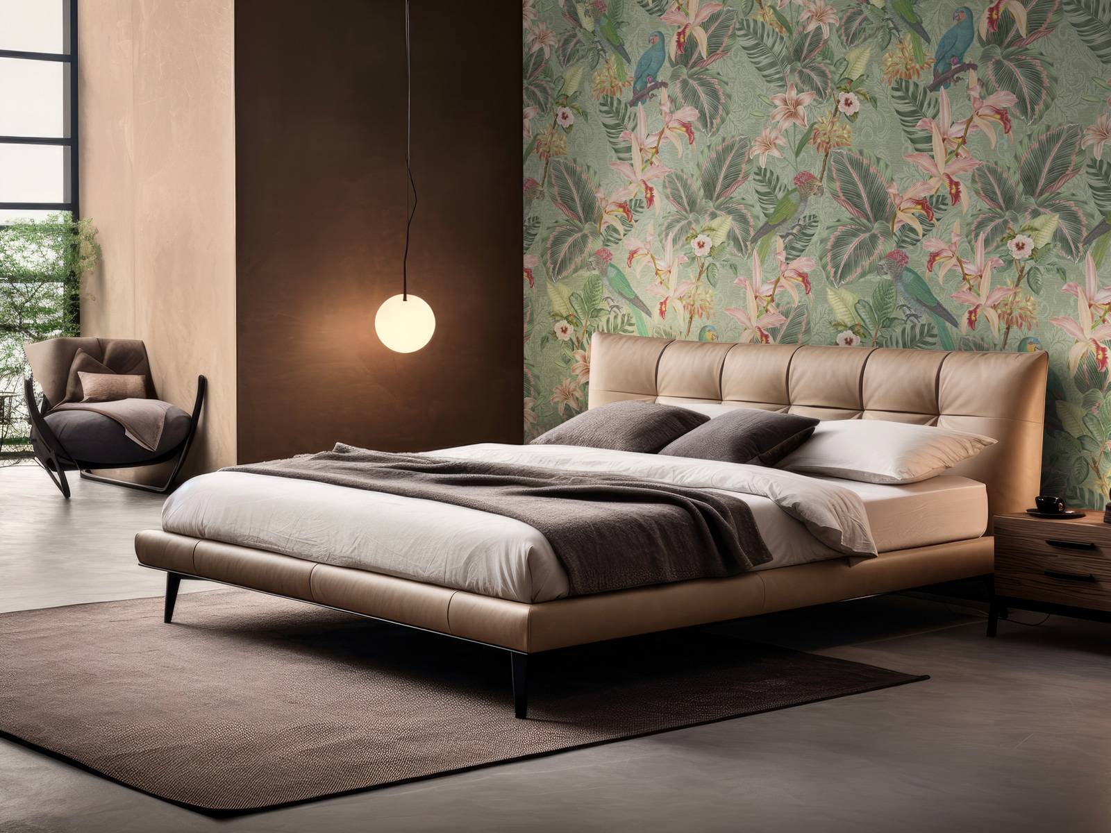 Tapisserie murale vintage moulage avec motif plantes - TenStickers