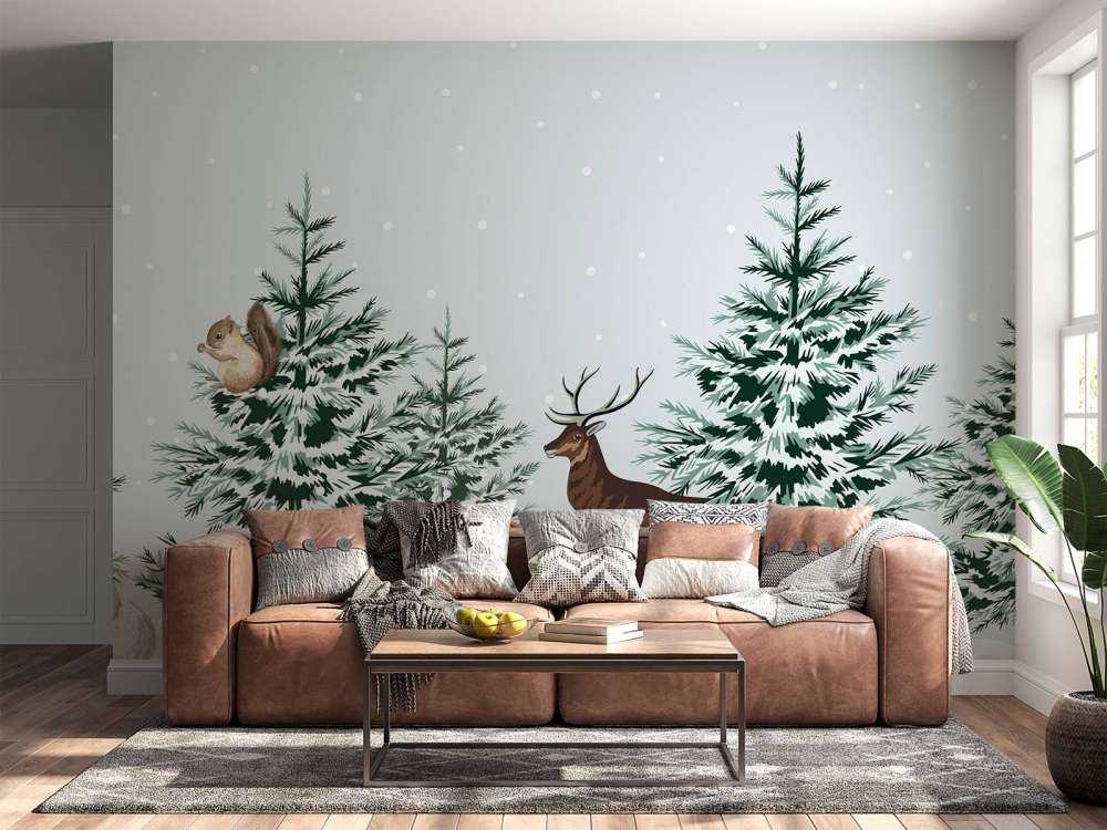 Joie des résidents de la forêt d'hiver