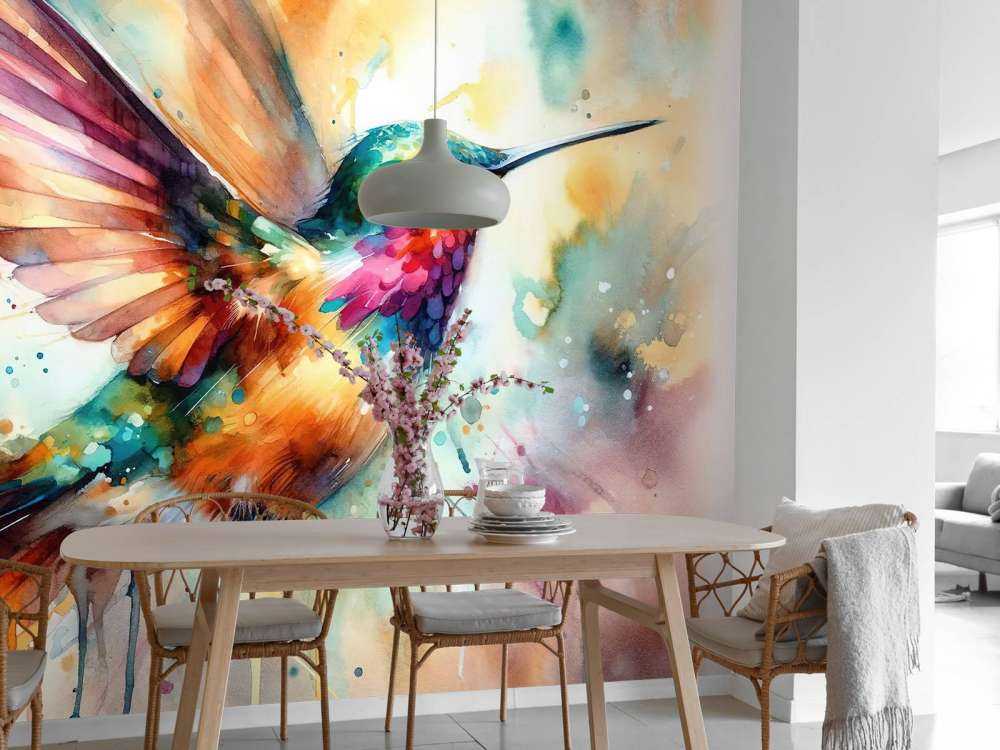 Colibri iridescent en plein vol