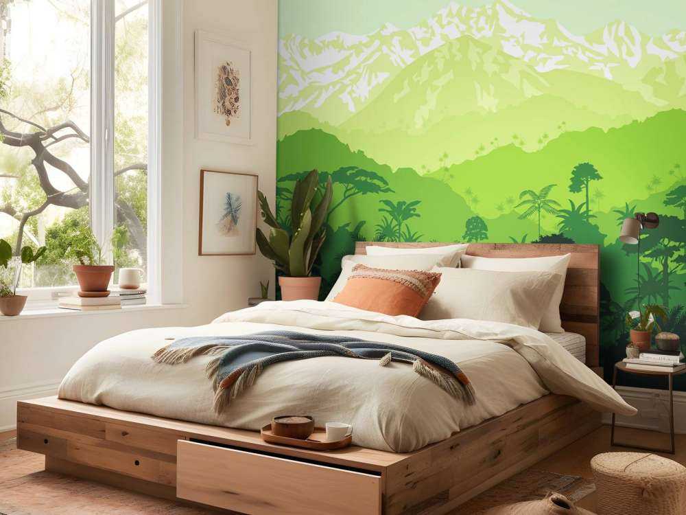 Arbres de la jungle et hautes montagnes