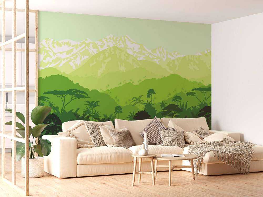 Arbres de la jungle et hautes montagnes