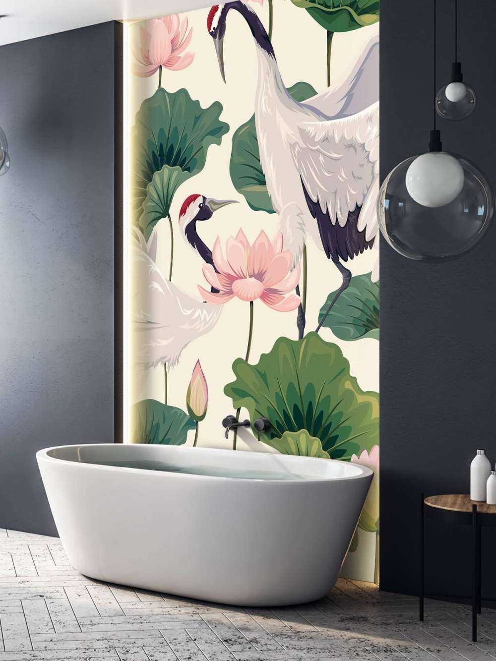 Couple de grues avec lotus