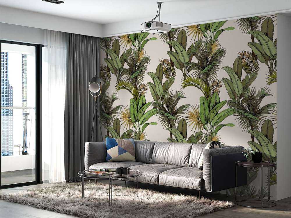 Feuilles de palmiers et de bananiers tropicaux