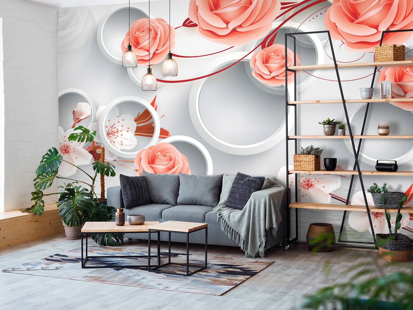 3 Pièces Photo, Papier Peint Non Tissé Ornements, Fleurs