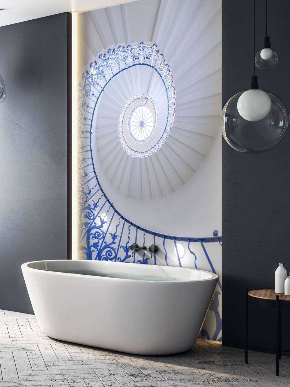 Structure en spirale futuriste avec lumière centrale