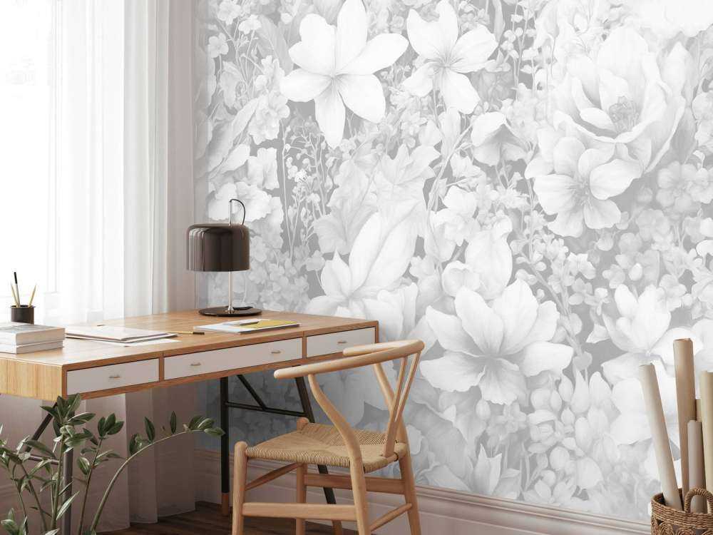 Festival de fleurs sans couture - blanc