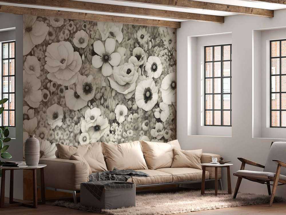 Conte de pavot monochrome vert foncé