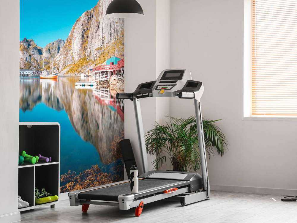 Maisons rouges au bord de l'eau du fjord