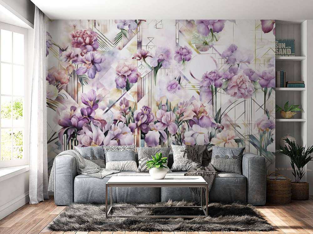 Immenses iris aquarelle violets