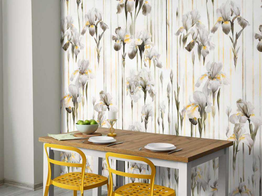 Iris et rayures sépia sans couture