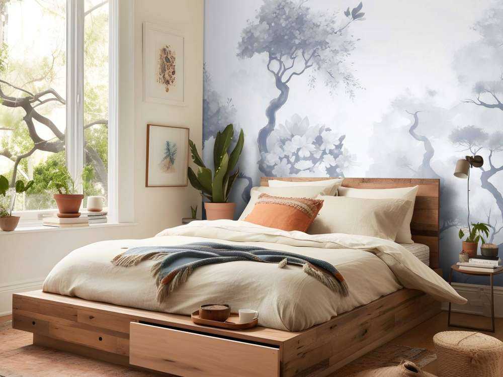 Arbres en fleurs marron