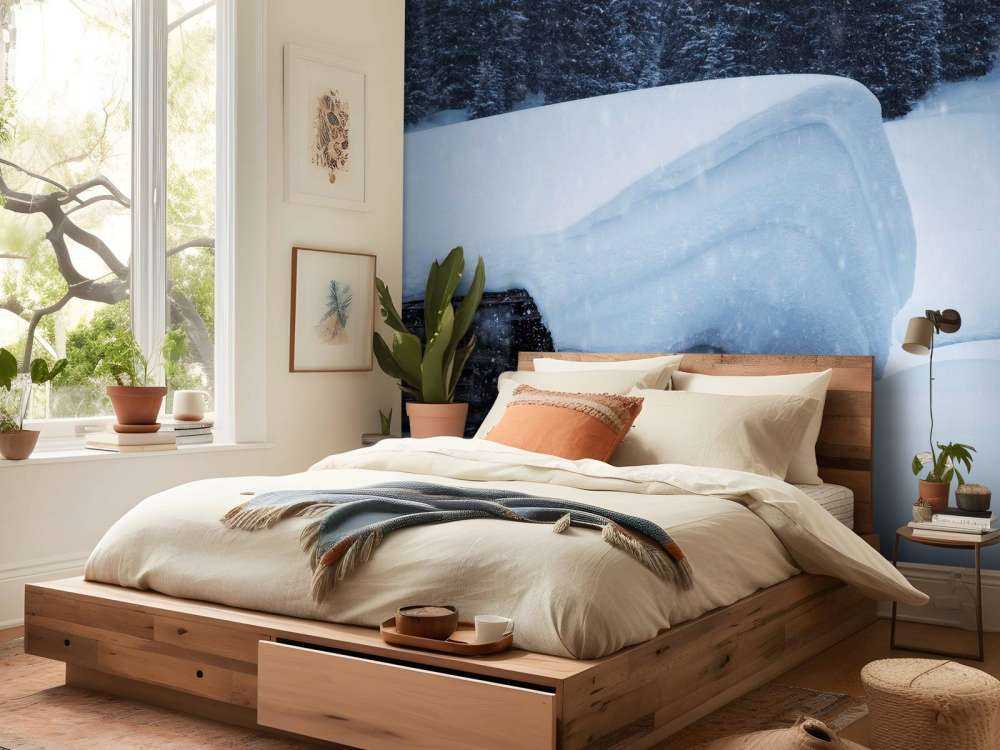 Chalet alpin enneigé dans la tempête d'hiver