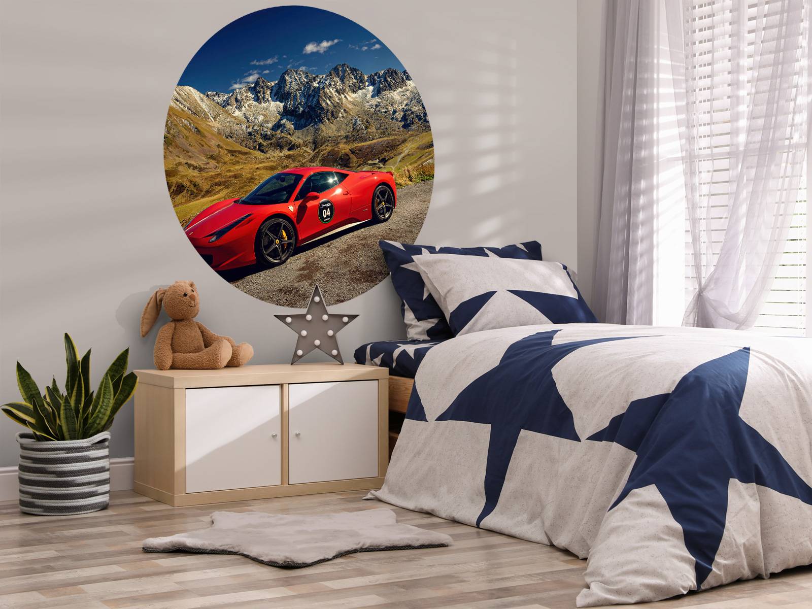 Papier Peint Panoramique Ferrari 458 avec les sommets alpins