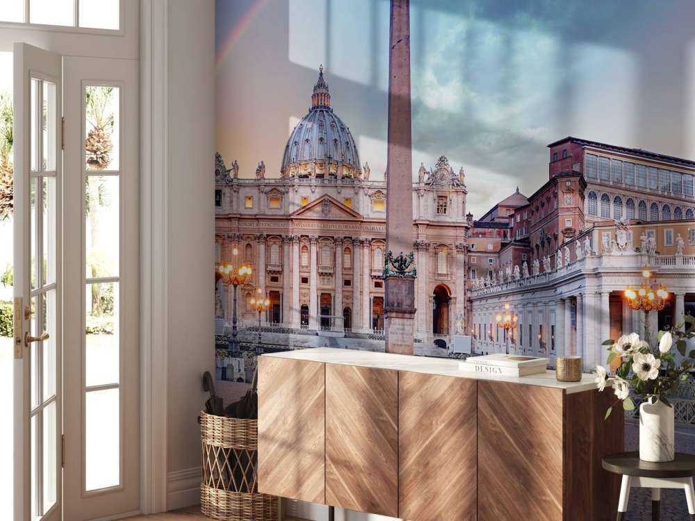 Place Saint-Pierre avec arc-en-ciel