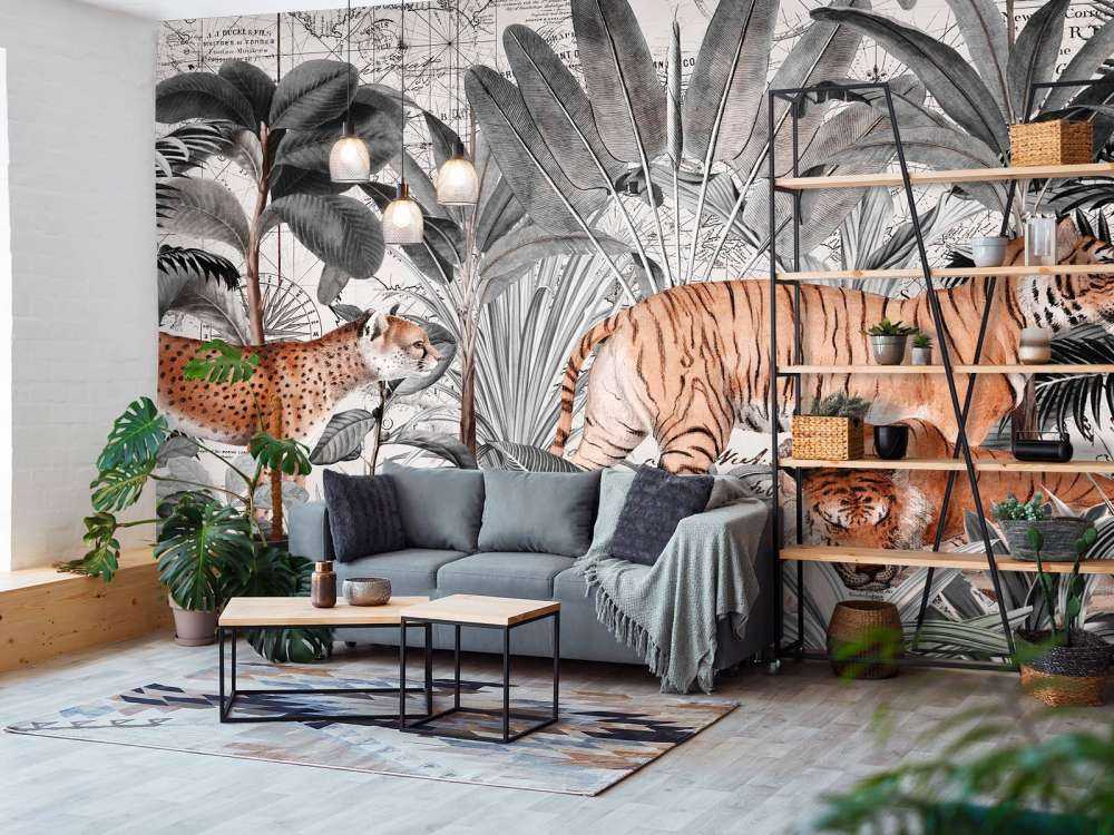 Vintage tiger jungle
