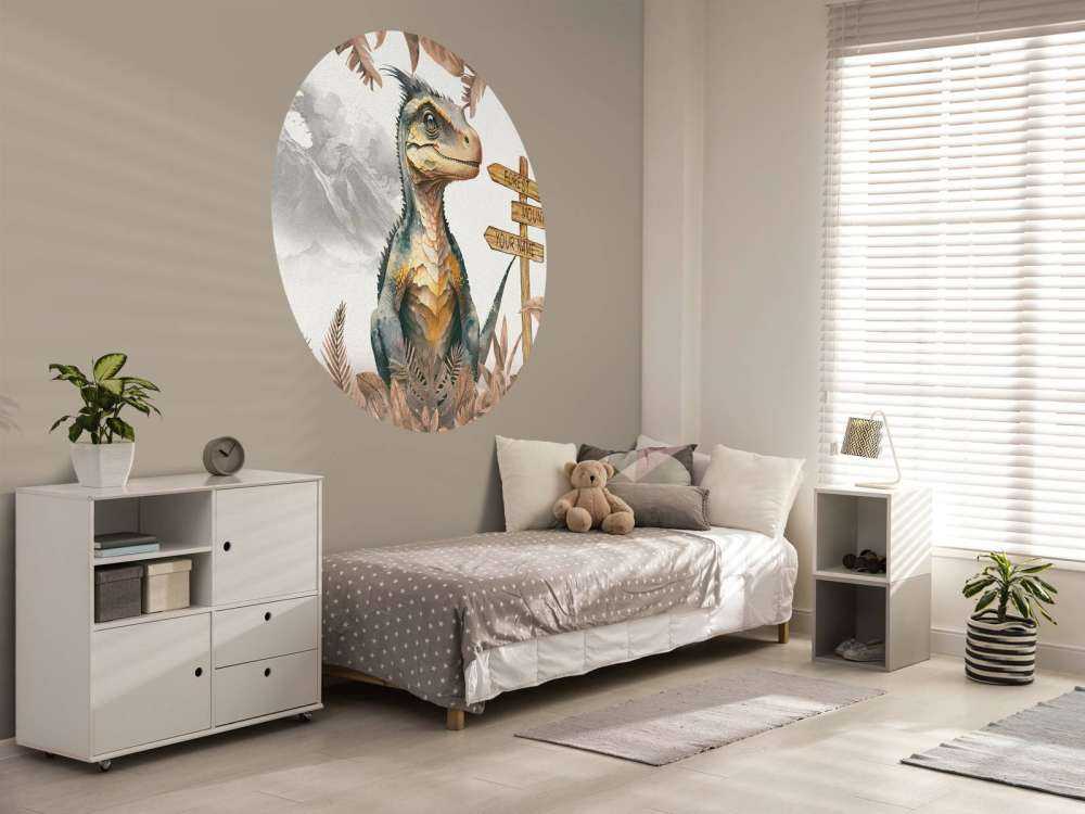 Bébé vélociraptor dans la jungle taupe