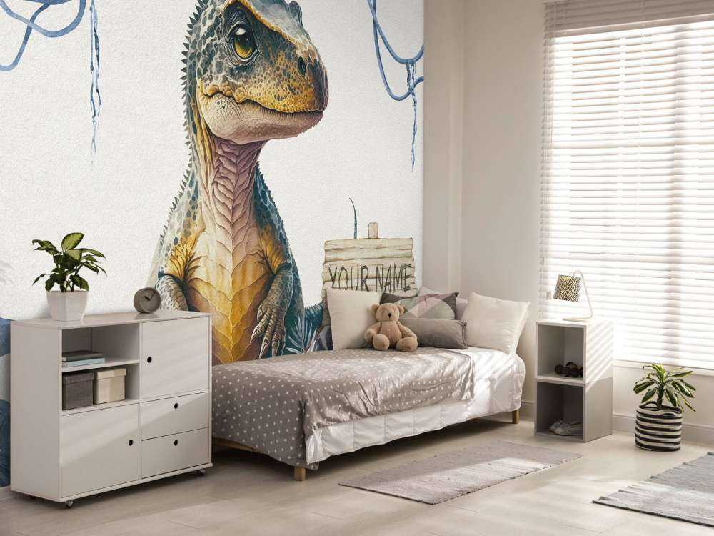 Bébé T-rex dans la jungle bleue